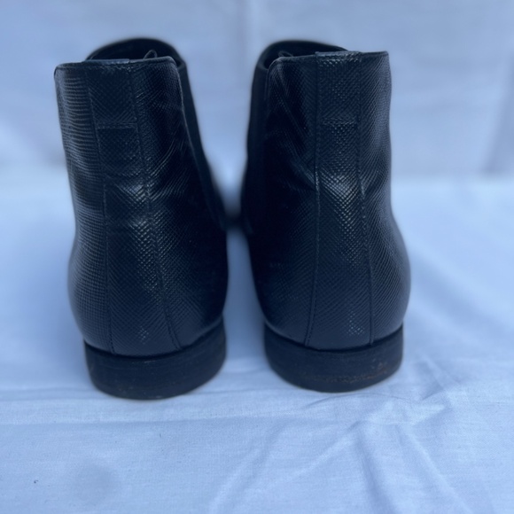 PRADA Mens leather chelsea black boots. Size 10. main image 10